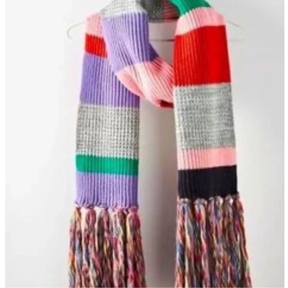 Anthropologie Pilcro NWT striped fringe colorblock scarf - Picture 1 of 5